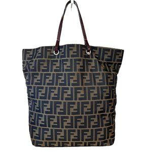 Authentic Fendi Tote Bag Olive Nylon Used Handbag Vintage